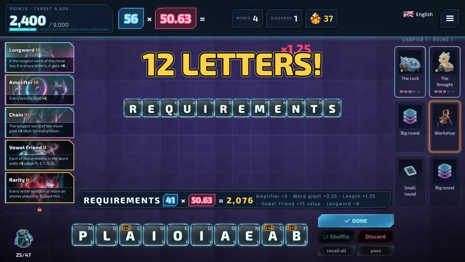A long word with a high score